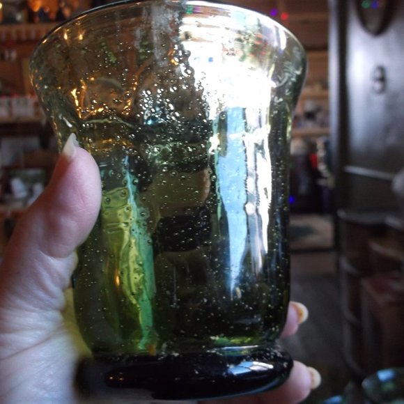 vintage heavy blown glass  water glasses. - Picture 4 of 4